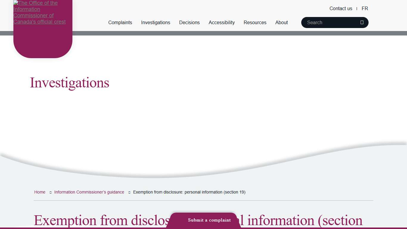 Exemption from disclosure: personal information (section 19)