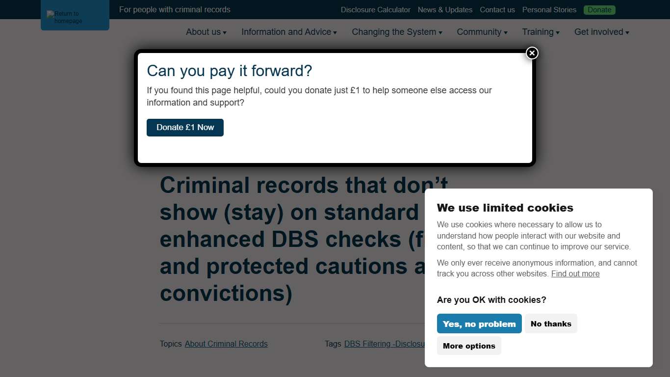 Criminal records that don't show (stay) on standard and enhanced DBS checks (filtering and protected cautions and convictions) - Unlock