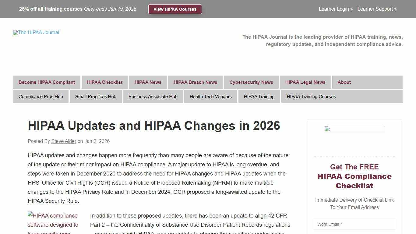 HIPAA Updates and HIPAA Changes in 2026