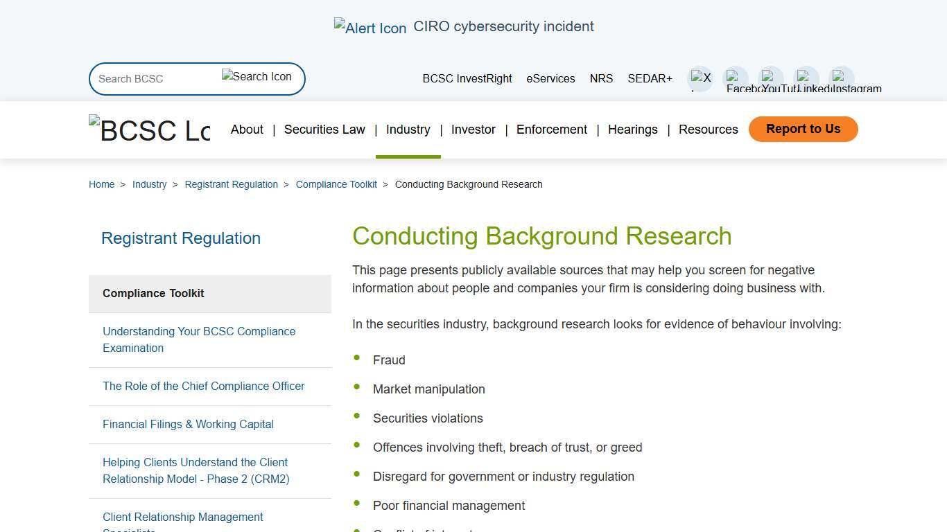 Conducting Background Research | BCSC